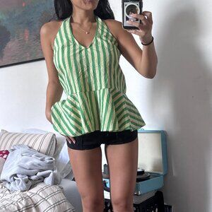 Urban Outfitter green and yellow striped halter top